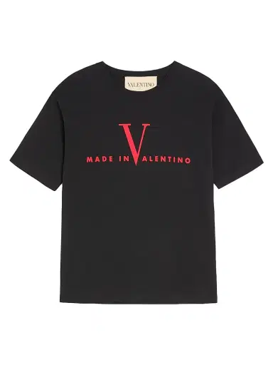 Valentino Garavani Men's Cotton T-Shirt with Print - Black Red - Size Medium | Thumbnail 1 Valentino Garavani Men's Cotton T-Shirt with Print - Black Red - Size Medium | Thumbnail 1