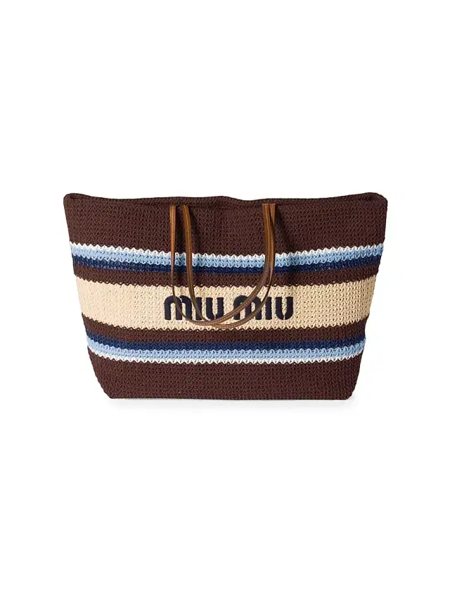 Women's Raffia-Effect Woven Shoulder Bag - Brown