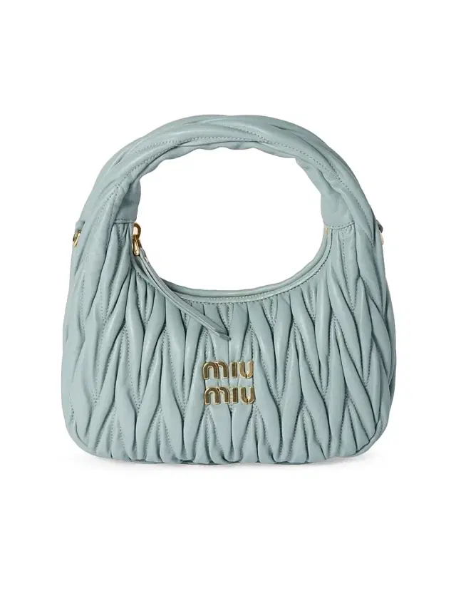 Women's Wander Matelassé Nappa Leather Hobo Bag - Blue