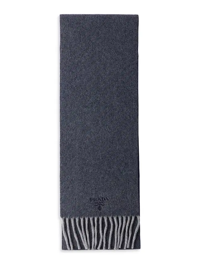 Prada Men's Cashmere and Wool Scarf - Blue
