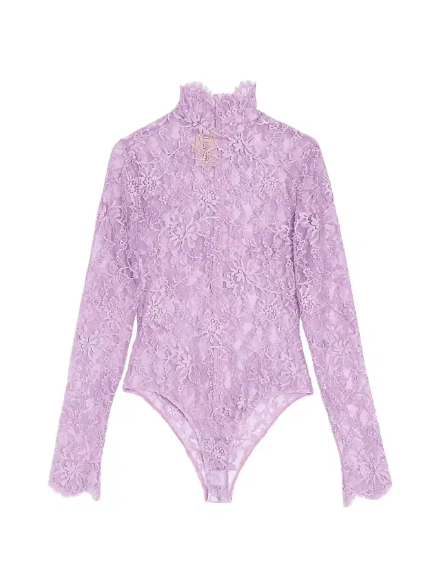 Women's Floral Lace Bodysuit - Soft Wisteria