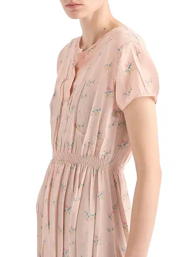 Prada Women's Floral Print Pongé Dress - Pink | Thumbnail 4