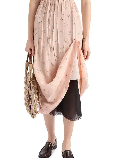 Prada Women's Floral Print Pongé Dress - Pink | Thumbnail 5