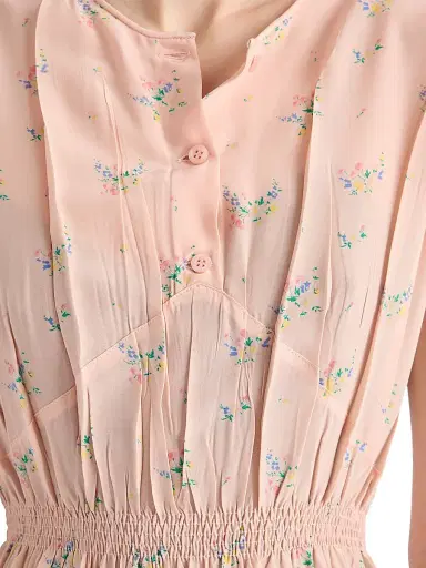 Prada Women's Floral Print Pongé Dress - Pink | Thumbnail 6