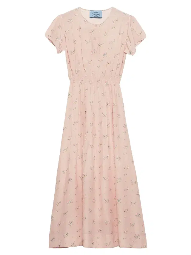 Women's Floral Print Pongé Dress - Pink Women's Floral Print Pongé Dress - Pink