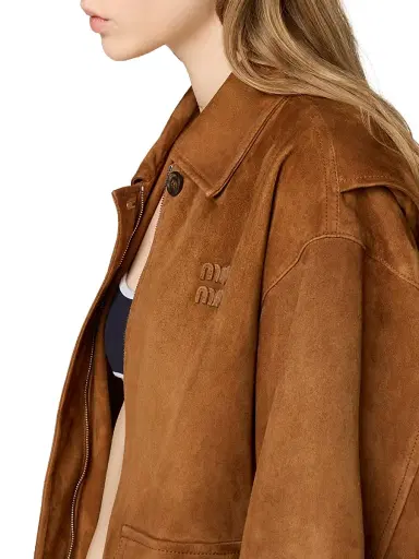 Miu Miu Women's Suede Blouson Jacket - Brown - Size 0 | Thumbnail 4