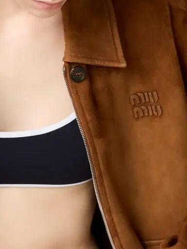 Miu Miu Women's Suede Blouson Jacket - Brown - Size 0 | Thumbnail 6