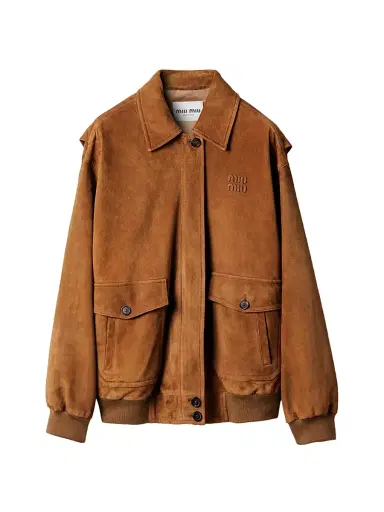 Miu Miu Women's Suede Blouson Jacket - Brown - Size 0 | Thumbnail 1