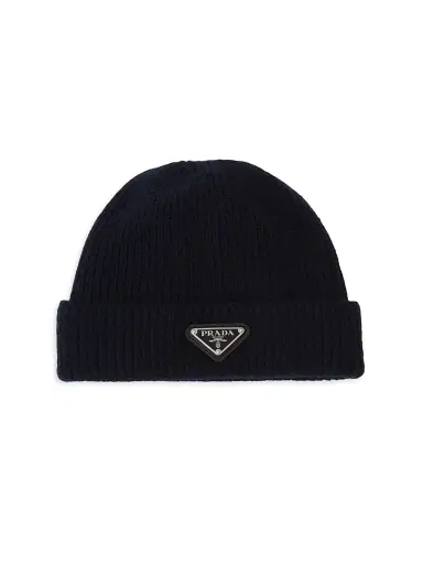 Prada Men's Wool and Cashmere Beanie - Blue - Size Small | Thumbnail 1 Prada Men's Wool and Cashmere Beanie - Blue - Size Small | Thumbnail 1