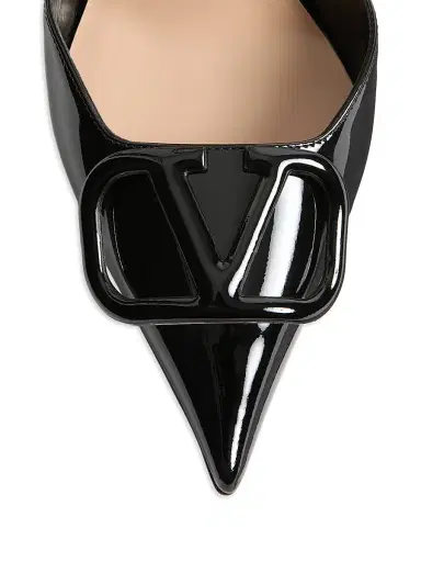 Valentino Garavani Women's VLogo 100MM Signature D'orsay Patent Leather Pumps - Black - Size 12 | Thumbnail 4