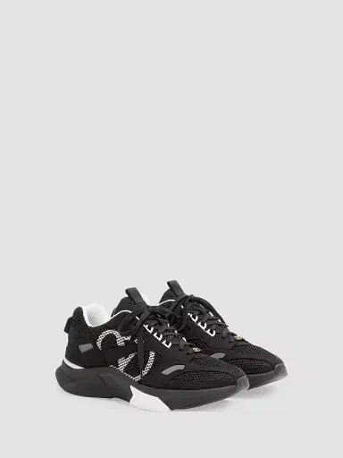 Valentino Garavani Men's Demivee Sneakers in Mesh Fabric with Suede Inserts - Black - Size 7.5 | Thumbnail 2 Valentino Garavani Men's Demivee Sneakers in Mesh Fabric with Suede Inserts - Black - Size 7.5 | Thumbnail 2