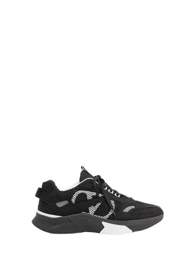 Valentino Garavani Men's Demivee Sneakers in Mesh Fabric with Suede Inserts - Black