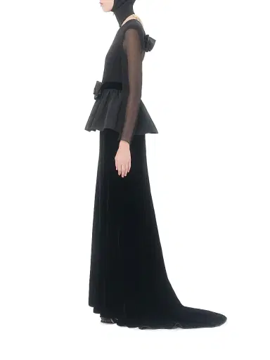Valentino Garavani Women's Long Dress in Sable Velvet - Black - Size 4 | Thumbnail 5