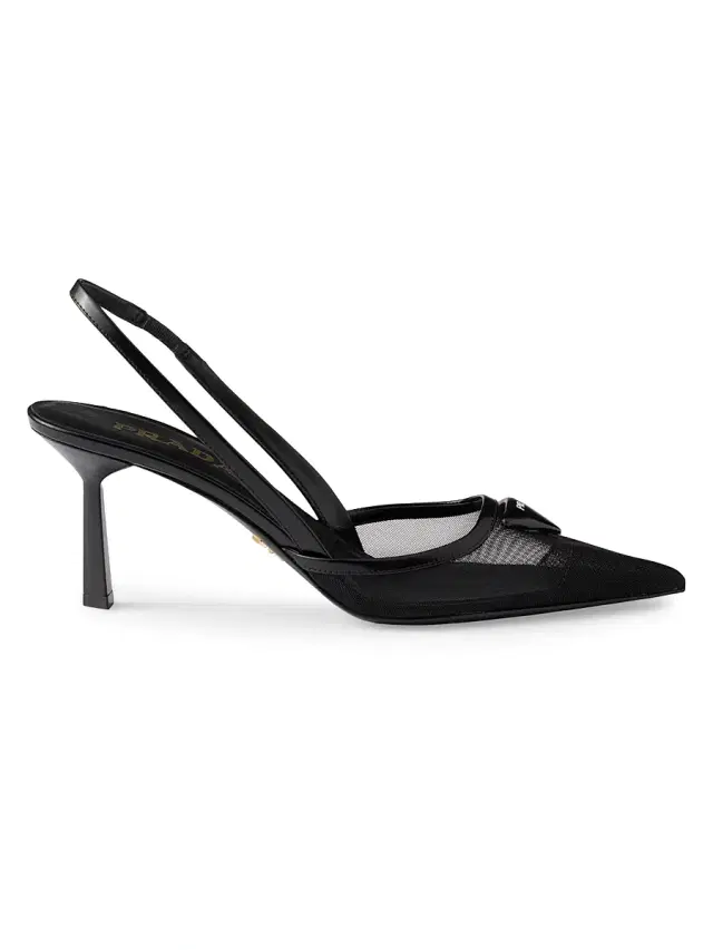 Women's Mesh 75MM Fabric Slingback Pumps - Black