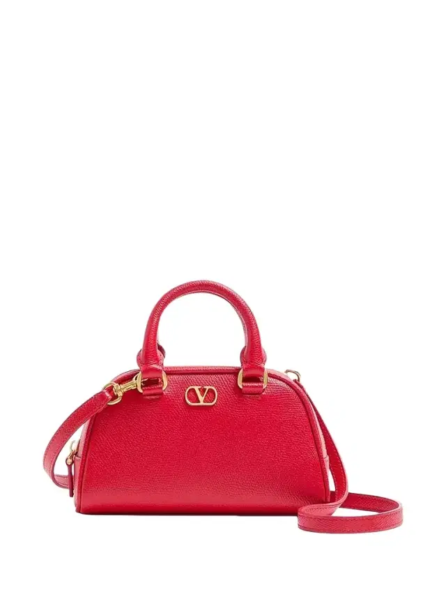 Valentino Garavani Women's VLogo Signature Mini Bowling Bag in Grainy Calfskin - Rouge Pur