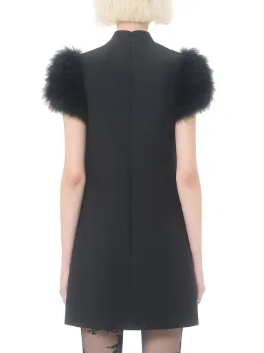 Valentino Garavani Women's Short Crepe Couture Dress with Feathers | Thumbnail 4 Valentino Garavani Women's Short Crepe Couture Dress with Feathers | Thumbnail 4