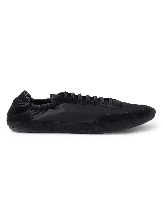 Prada Men's Collapse Re-nylon And Suede Elasticized Sneakers - Black