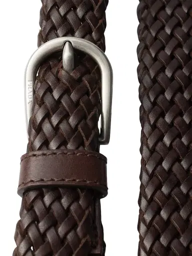 Prada Men's Narrow Braided Leather Belt - Brown - Size 38 | Thumbnail 2 Prada Men's Narrow Braided Leather Belt - Brown - Size 38 | Thumbnail 2