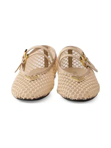 Prada Women's Mesh Fabric Ballerinas - Beige Khaki - Size 8 | Thumbnail 4