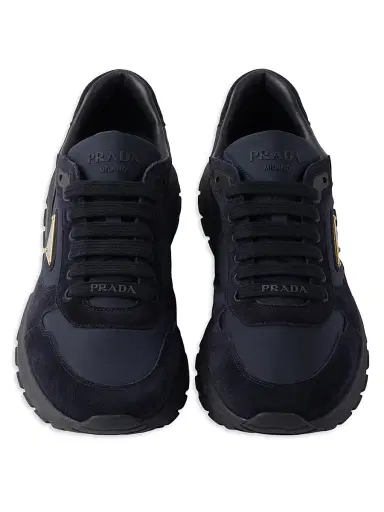 Prada Men's Prax 2.0 Re-Nylon and Suede Sneakers - Blue - Size 5 | Thumbnail 2