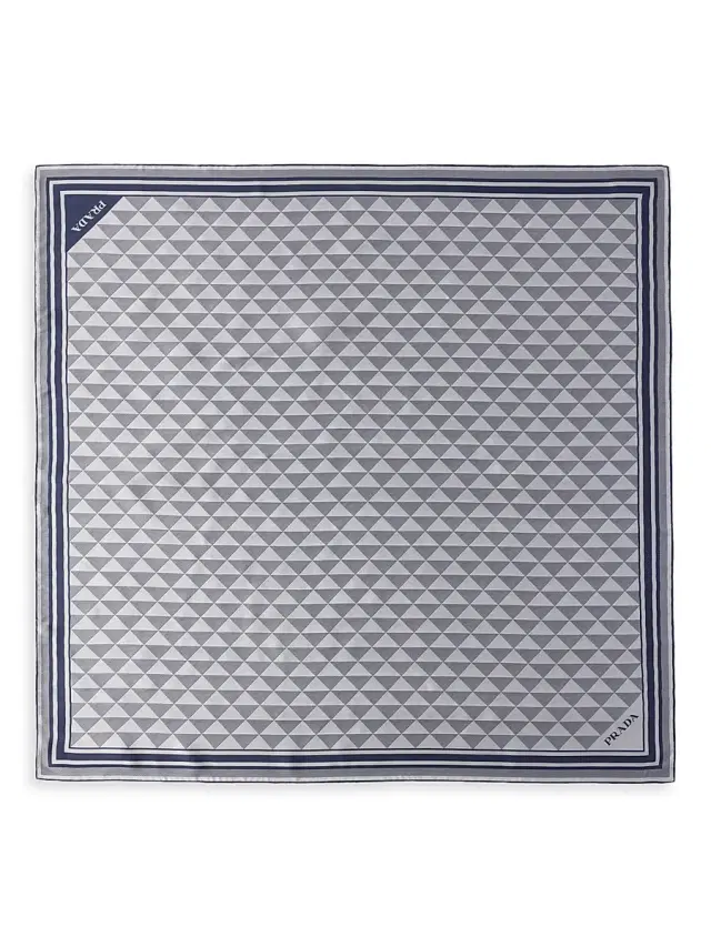 Prada Women's Printed Silk Scarf - Blue