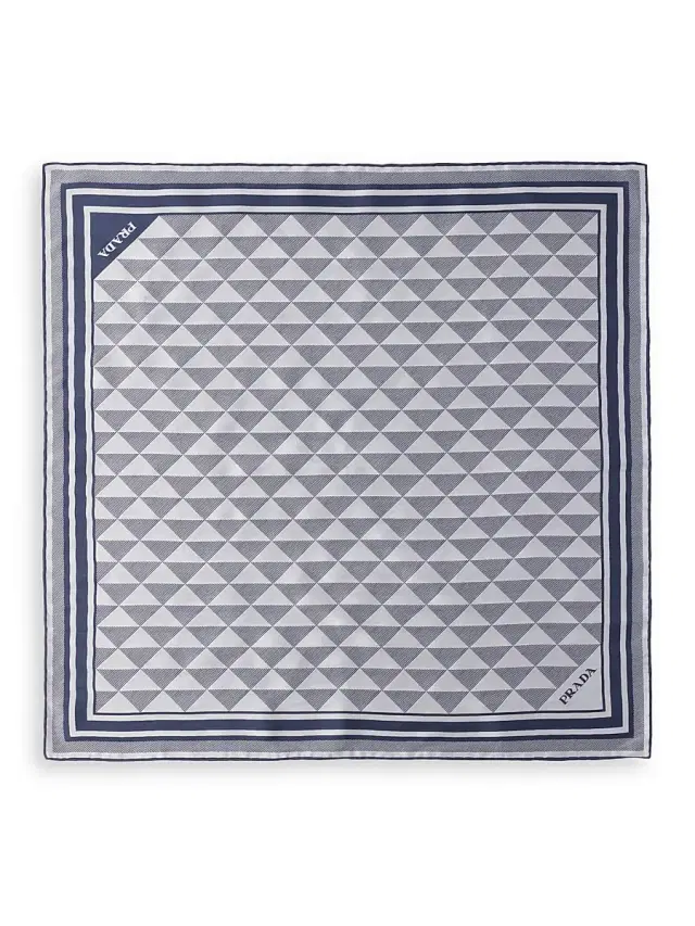 Prada Women's Printed Silk Twill Square Scarf - Blue