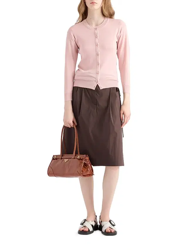 Prada Women's Bonnie  Leather Top Handle Bag - Chocolate Brown