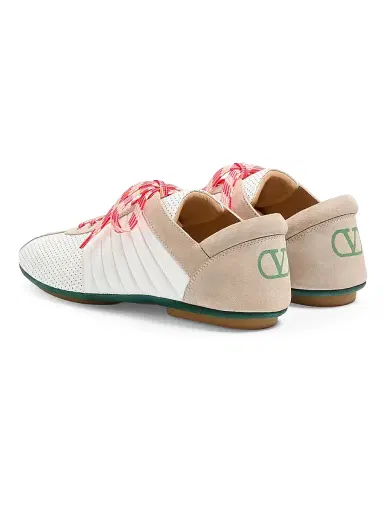 Valentino Garavani Men's Strikie Sneakers in Perforated Nappa and Suede - White | Thumbnail 2