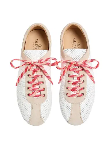 Valentino Garavani Men's Strikie Sneakers in Perforated Nappa and Suede - White | Thumbnail 3