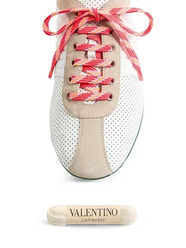 Valentino Garavani Men's Strikie Sneakers in Perforated Nappa and Suede - White | Thumbnail 4