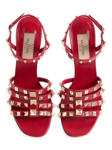 Valentino Garavani Women's Rockstud 100MM Kidskin Sandals - Red - Size 11 | Thumbnail 4 Valentino Garavani Women's Rockstud 100MM Kidskin Sandals - Red - Size 11 | Thumbnail 4