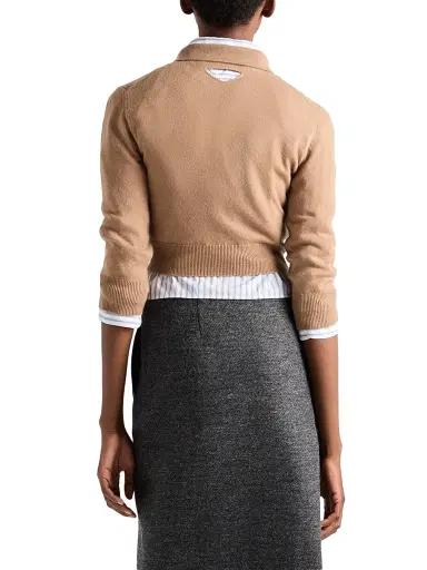 Prada Women's Cashmere Polo Sweater - Brown | Thumbnail 3 Prada Women's Cashmere Polo Sweater - Brown | Thumbnail 3