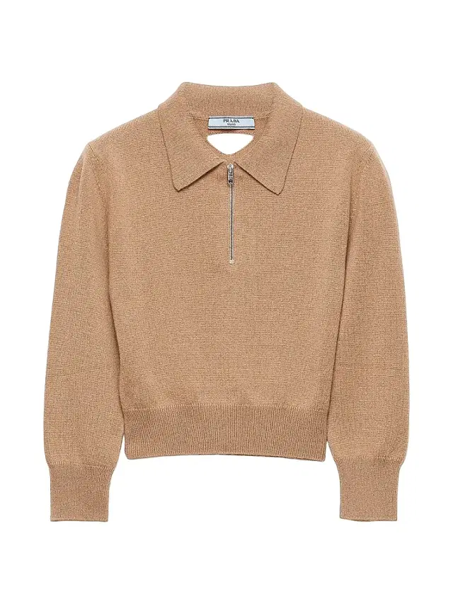 Women's Cashmere Polo Sweater - Brown