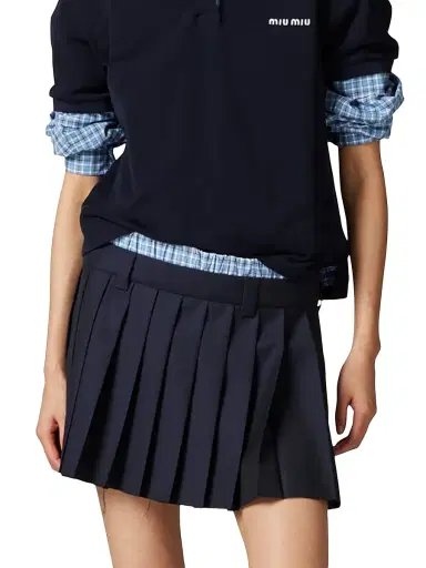 Miu Miu Women's Pleated Batavia Mini-Skirt - Blue - Size 2 | Thumbnail 2