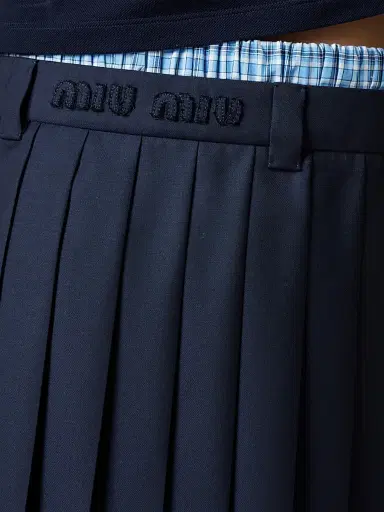 Miu Miu Women's Pleated Batavia Mini-Skirt - Blue - Size 2 | Thumbnail 5