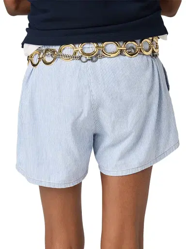 Miu Miu Women's Striped Chambray Bermudas - Blue Multi - Size 6 | Thumbnail 3 Miu Miu Women's Striped Chambray Bermudas - Blue Multi - Size 6 | Thumbnail 3