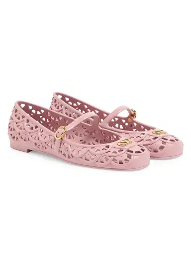 Valentino Garavani Women's Ondette Rubber 5MM Ballerinas with Scallop Pattern - Pink | Thumbnail 2