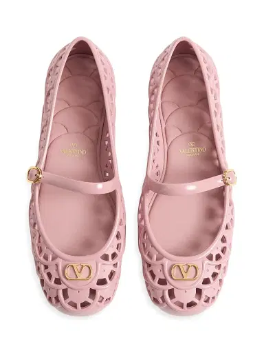 Valentino Garavani Women's Ondette Rubber 5MM Ballerinas with Scallop Pattern - Pink | Thumbnail 4
