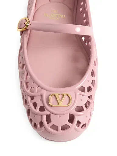 Valentino Garavani Women's Ondette Rubber 5MM Ballerinas with Scallop Pattern - Pink | Thumbnail 5
