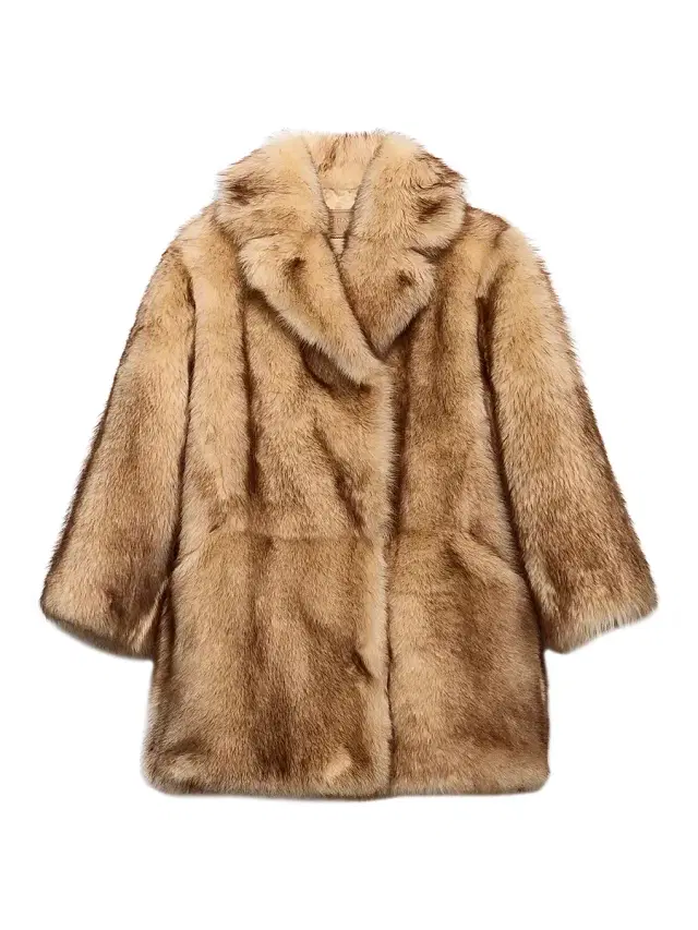 Women's Shearling Caban Coat - Beige