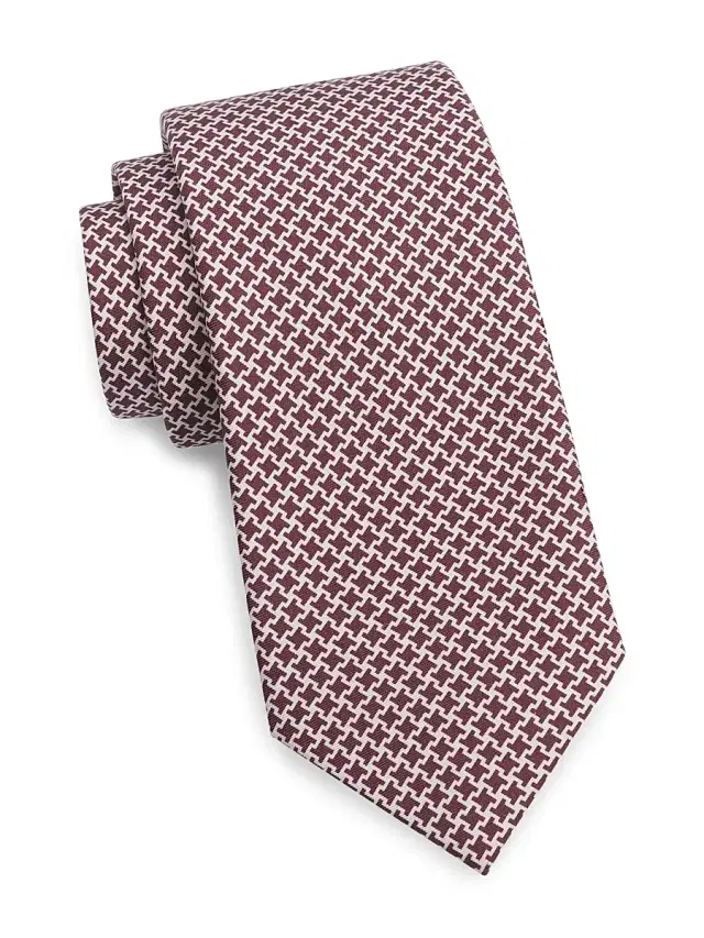 Isaia Men's Micro Houndstooth Silk Tie - Purple White