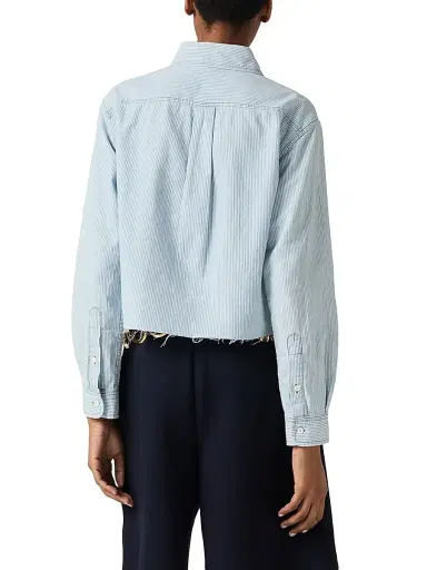Miu Miu Women's Striped Chambray Shirt - Blue | Thumbnail 3