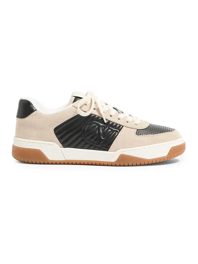 Valentino Garavani Men's Sparry Sneakers in Split Leather and Nappa - Black Beige