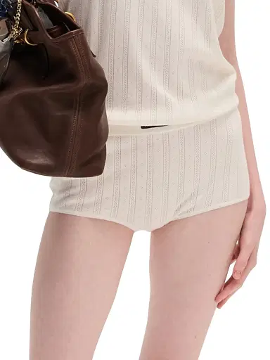 Miu Miu Women's Cashmere and Silk Shorts - White - Size 2 | Thumbnail 2 Miu Miu Women's Cashmere and Silk Shorts - White - Size 2 | Thumbnail 2