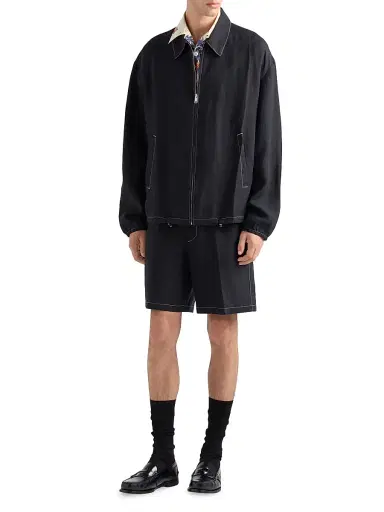 Prada Men's Cotton Blouson Jacket - Black - Size Medium | Thumbnail 2