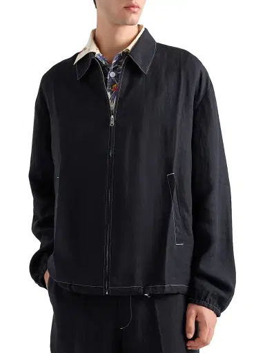 Prada Men's Cotton Blouson Jacket - Black - Size Medium | Thumbnail 4