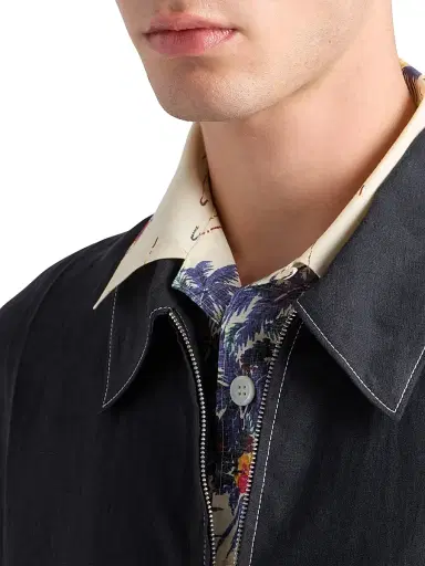 Prada Men's Cotton Blouson Jacket - Black - Size Medium | Thumbnail 6
