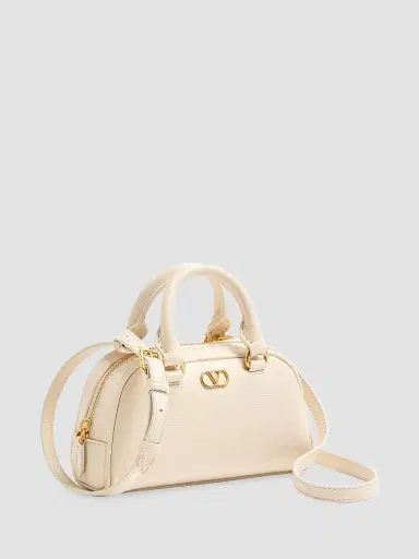 Valentino Garavani Women's VLogo Signature Mini Bowling Bag in Grainy Calfskin - Light Ivory | Thumbnail 5 Valentino Garavani Women's VLogo Signature Mini Bowling Bag in Grainy Calfskin - Light Ivory | Thumbnail 5