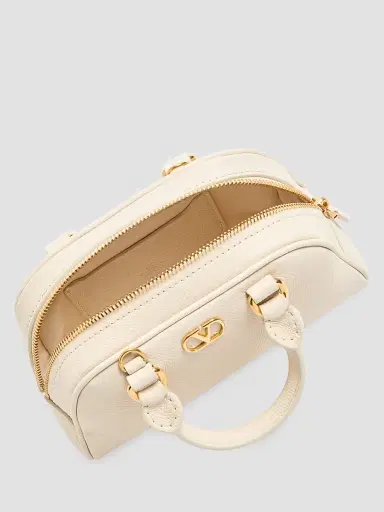 Valentino Garavani Women's VLogo Signature Mini Bowling Bag in Grainy Calfskin - Light Ivory | Thumbnail 7 Valentino Garavani Women's VLogo Signature Mini Bowling Bag in Grainy Calfskin - Light Ivory | Thumbnail 7