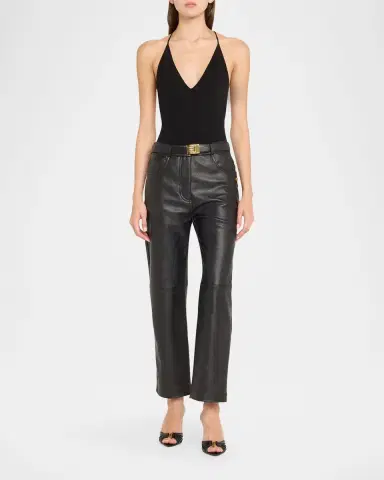 Saint Laurent Babylone YSL Ruched Leather Mule Sandals | Thumbnail 3